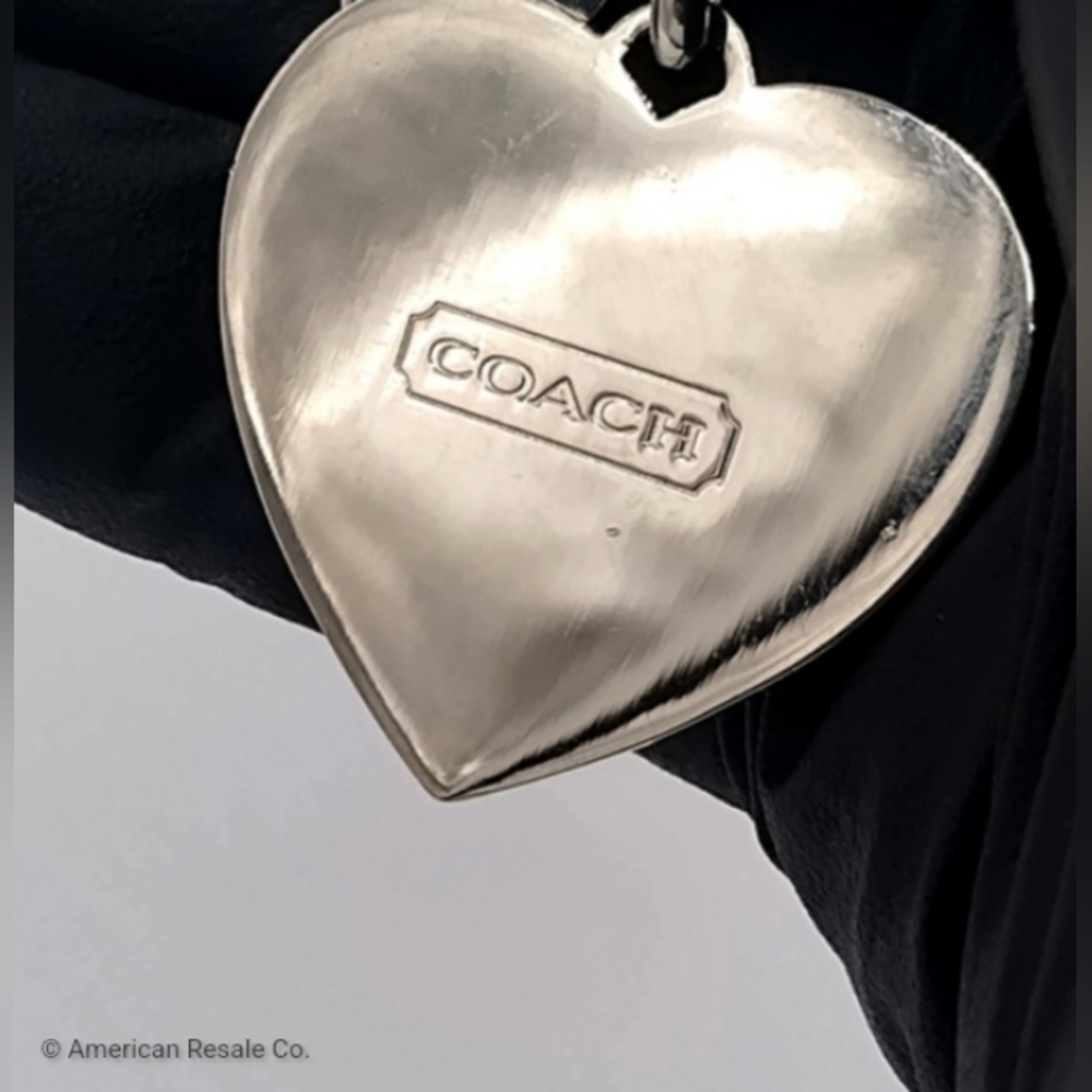 Vintage Large COACH Neon Pink Heart Signature Keychain Purse Charm bag tag - Picture 7 of 7